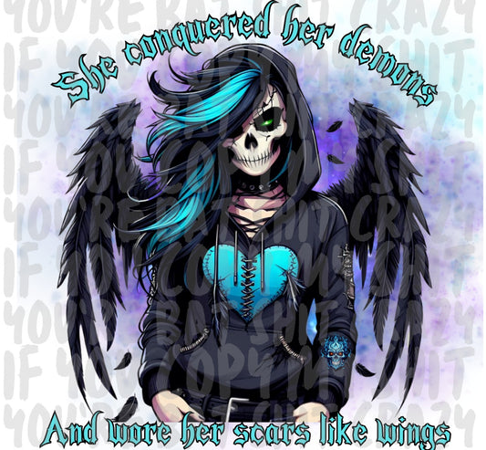 She conquered her demons - png