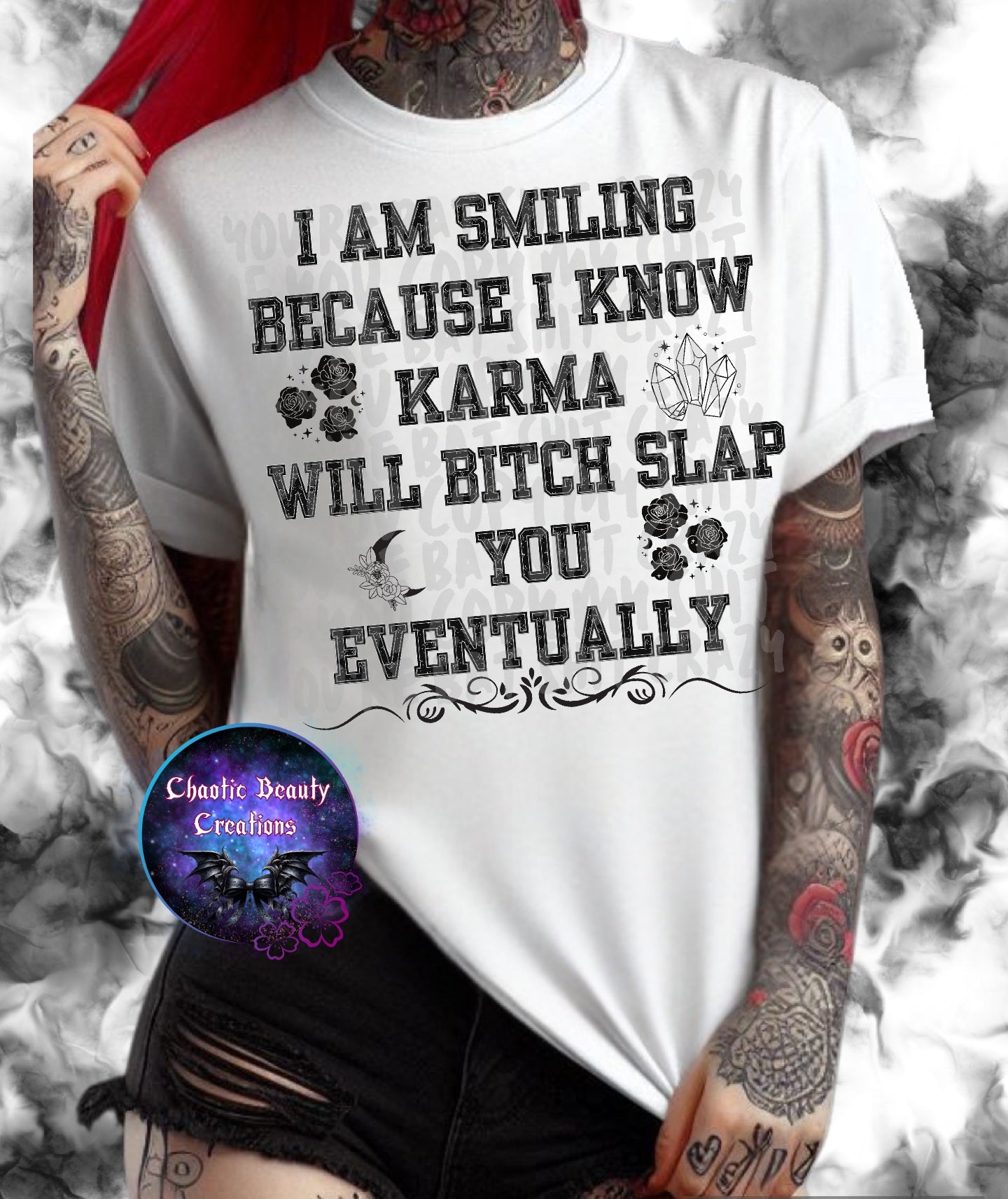 I am smiling because I know karma will * slap you eventually- png